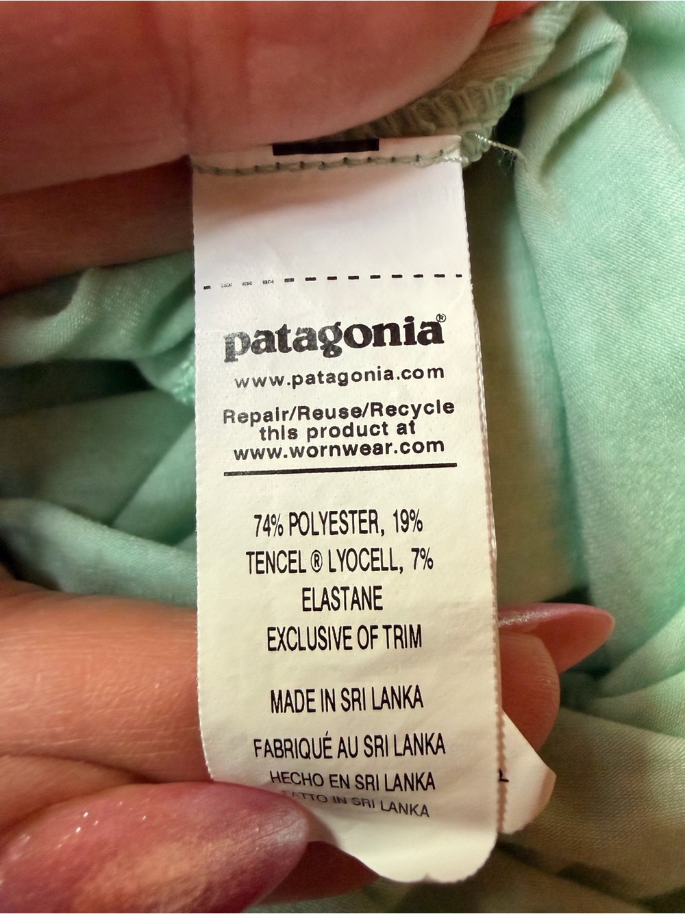 #329- Woman’s Patagonia Twist Top Mint Green Short Sleeve Women's Tee - Picture 9 of 9